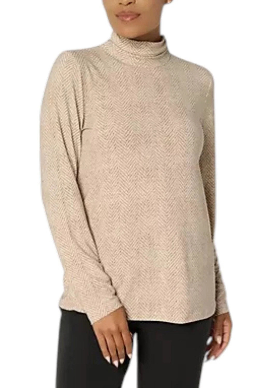 Dennis Basso Women's Italia Knit Mock Neck Top Solids Herringbone - Regular